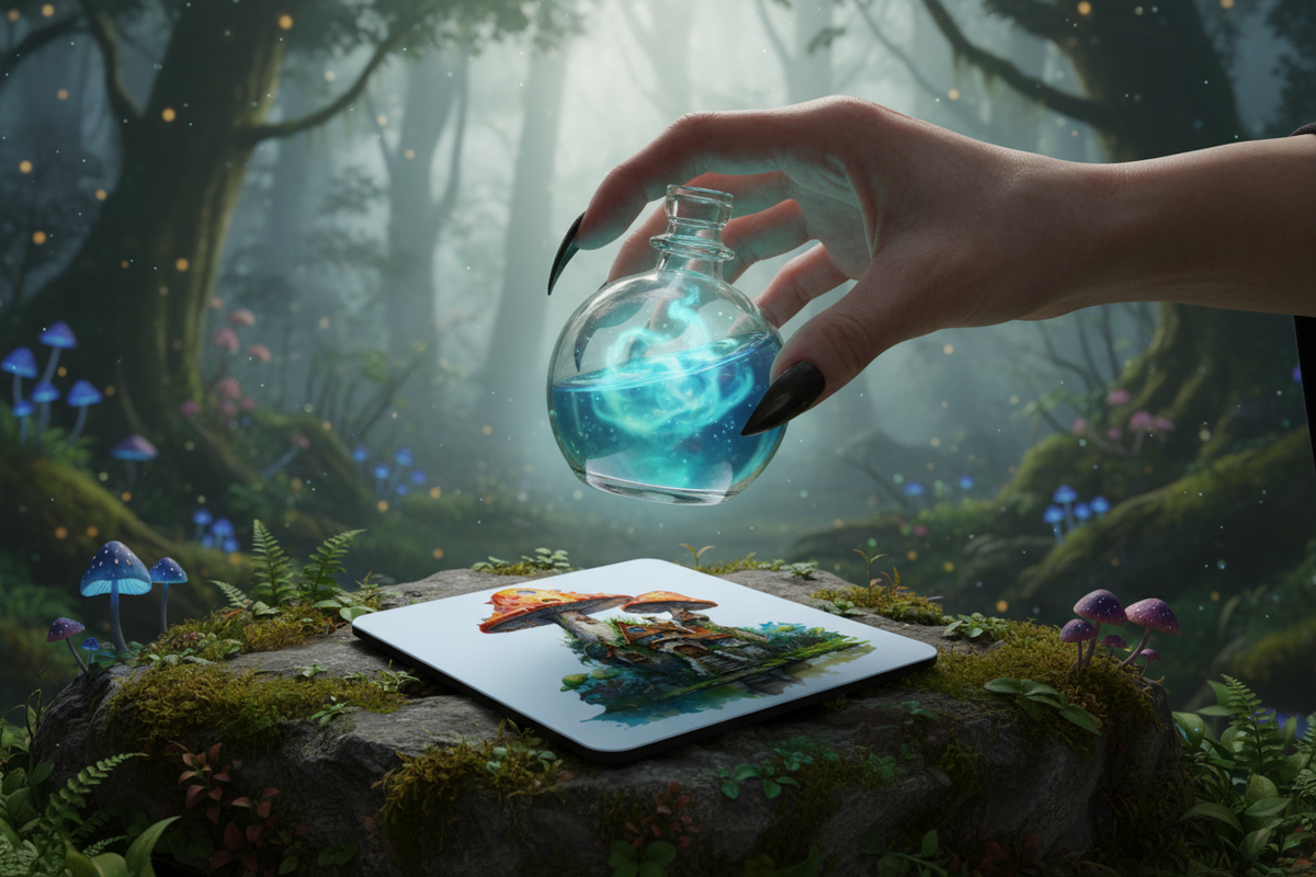 Fantasy Mushroom Hardboard Coaster Fantasy Mushroom Hardboard Coaster