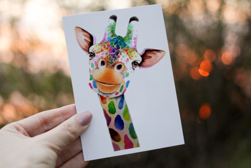 Giraffe Birthday Card, Giraffe Custom Birthday Card Giraffe Birthday Card, Giraffe Custom Birthday Card