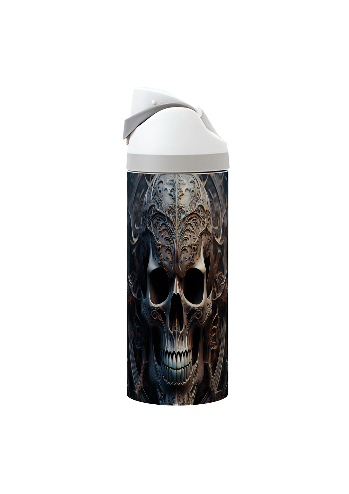 Potel thermol 720ml gyda dyluniad penglog gothig wedi'i argraffu o amgylch y botel
