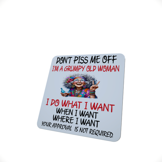 Grumpy Old Woman Funny Hardboard Coaster Grumpy Old Woman Funny Hardboard Coaster