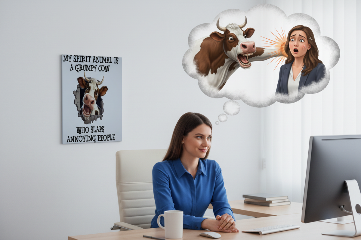 My Spirit Animal is a Grumpy Cow..... Glossy Aluminium Print My Spirit Animal is a Grumpy Cow..... Glossy Aluminium Print