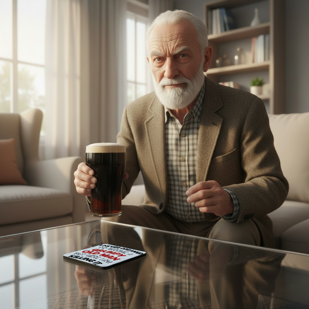 Grumpy Old Man Funny Hardboard Coaster Grumpy Old Man Funny Hardboard Coaster