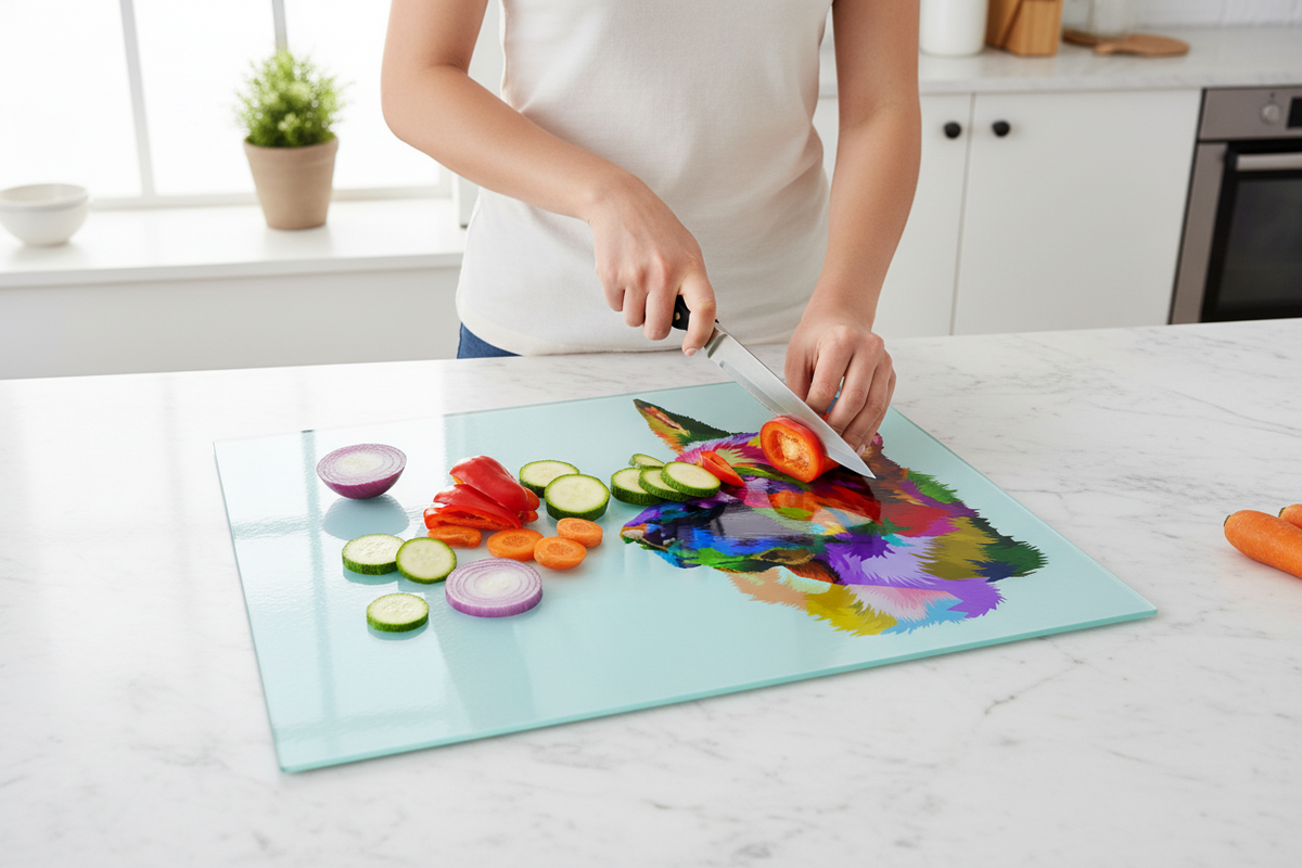 German Shepherd Glass Chopping Board, German Shepherd Worktop Saver German Shepherd Glass Chopping Board, German Shepherd Worktop Saver