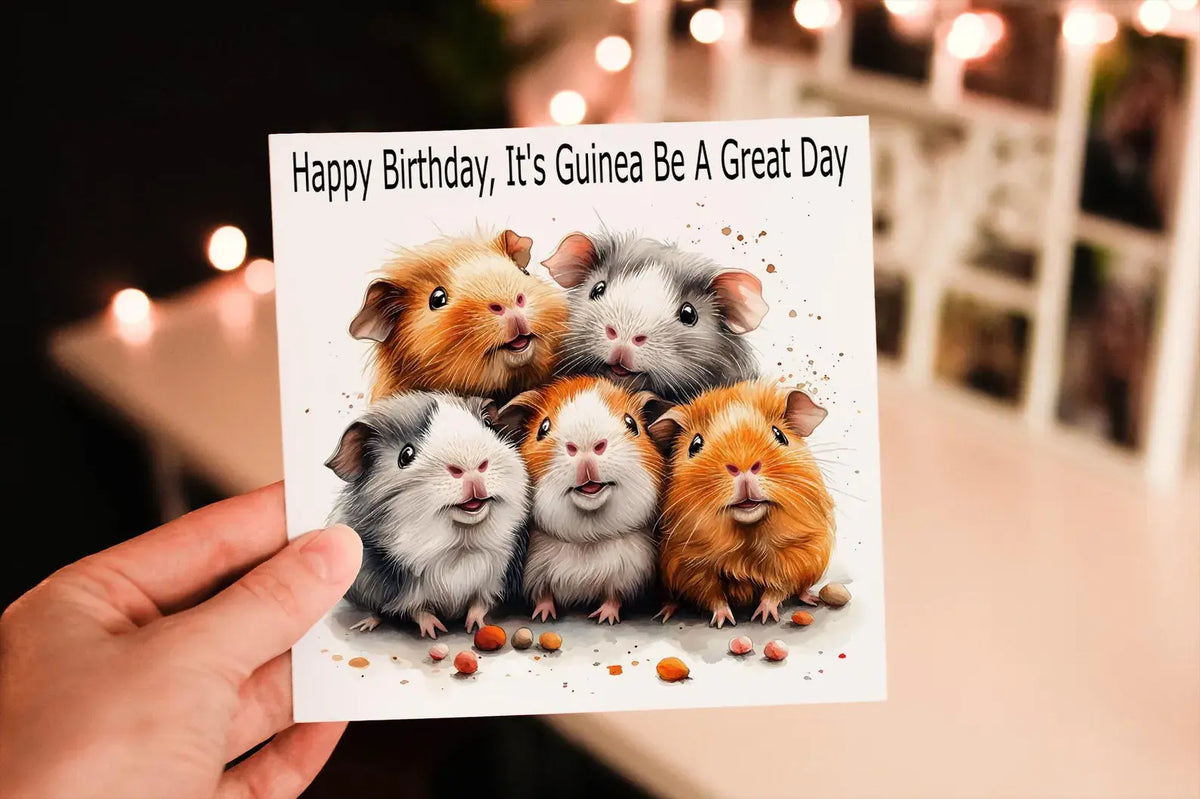 Cerdyn Pen-blwydd Mochyn Cwta – Guinea Be A Fine Day