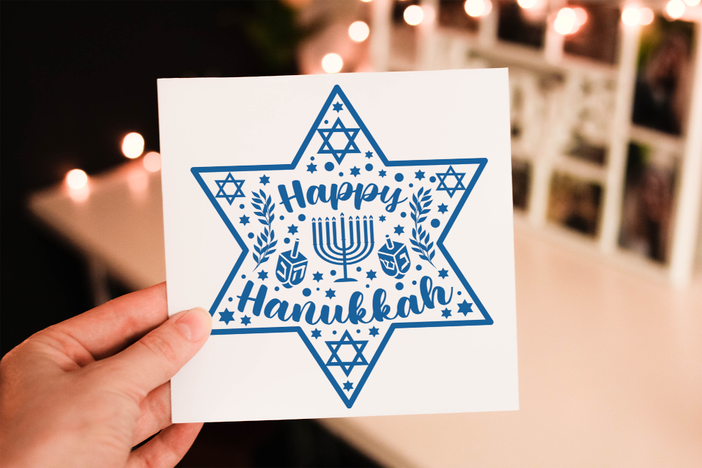 Cerdyn Hanukkah – Seren Dafydd Las