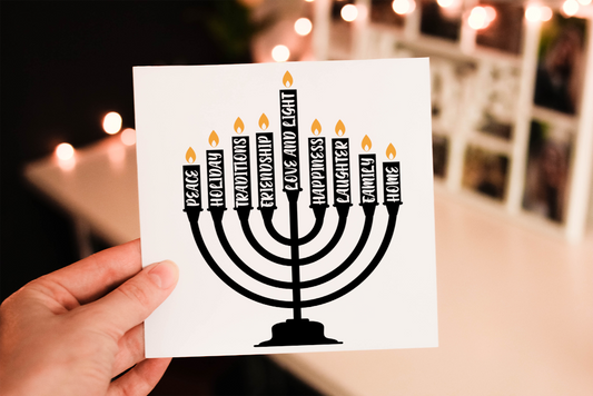Cerdyn Hanukkah – Canhwyllau Menorah