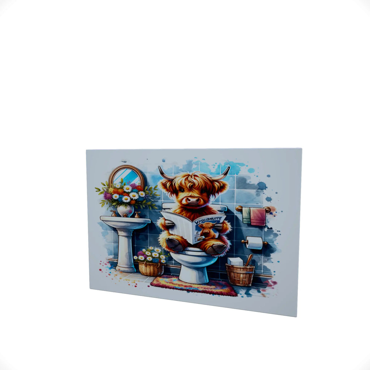 Highland Cow on the Toilet..... Glossy Aluminium Print Highland Cow on the Toilet..... Glossy Aluminium Print