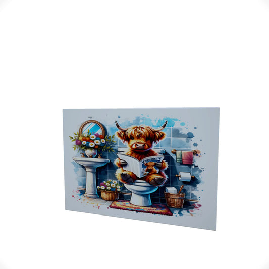 Highland Cow on the Toilet..... Glossy Aluminium Print Highland Cow on the Toilet..... Glossy Aluminium Print