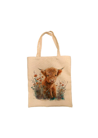 Highland Cow Calf Tote Bag, Cow Bag, Personalised Tote Bag Highland Cow Calf Tote Bag, Cow Bag, Personalised Tote Bag