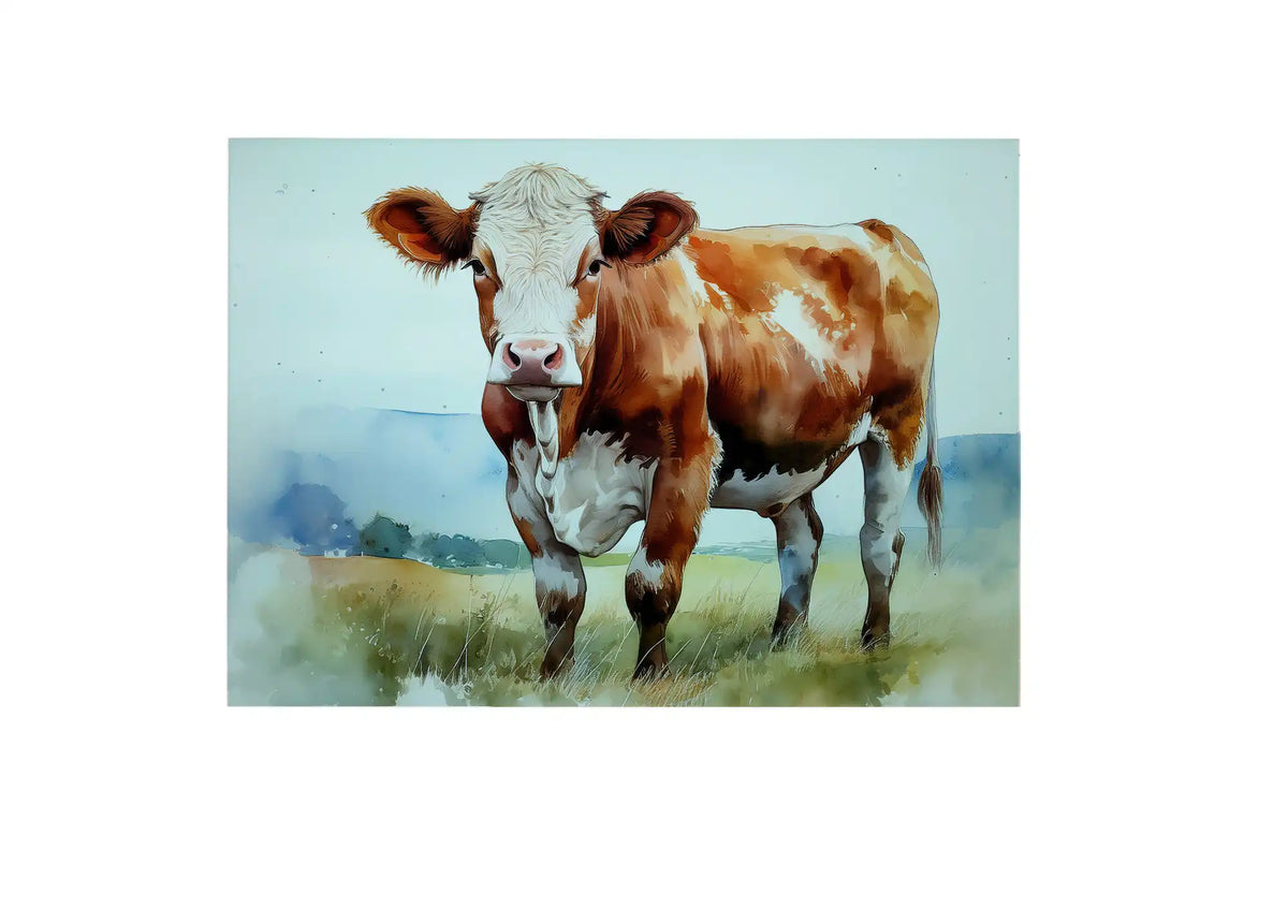 Bwrdd Torri Gwydr Gwartheg Hereford yn diogelu'r wyneb gwaith o dan ddysgl boeth