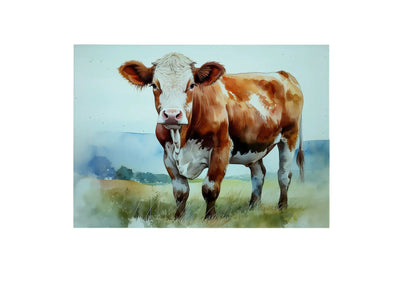 Bwrdd Torri Gwydr Gwartheg Hereford yn diogelu'r wyneb gwaith o dan ddysgl boeth