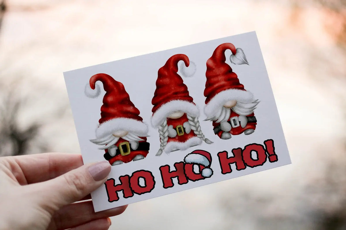 Cerdyn Nadolig Ho Ho Ho – Tri Chorrach