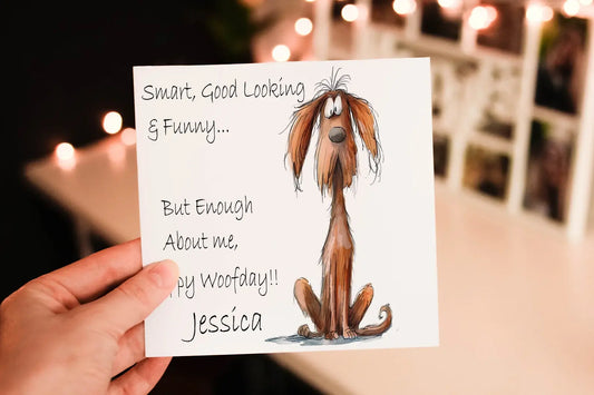 Cerdyn Pen-blwydd Irish Setter – Happy Woofday