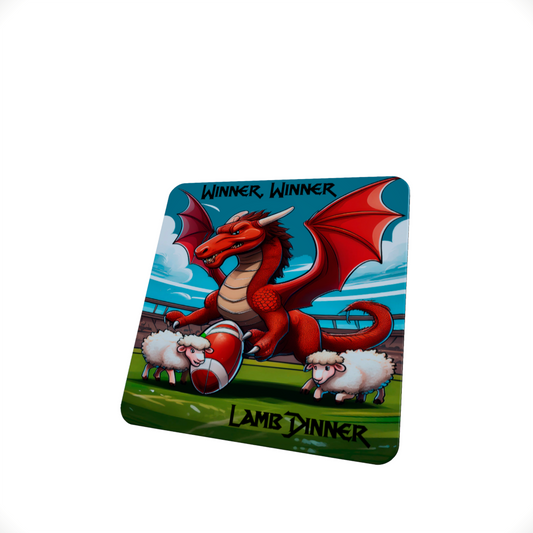 Winner Winner Lamb Dinner Welsh Coaster Winner Winner Lamb Dinner Welsh Coaster