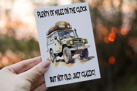 Cerdyn Pen-blwydd Landrover Clasurol 4x4