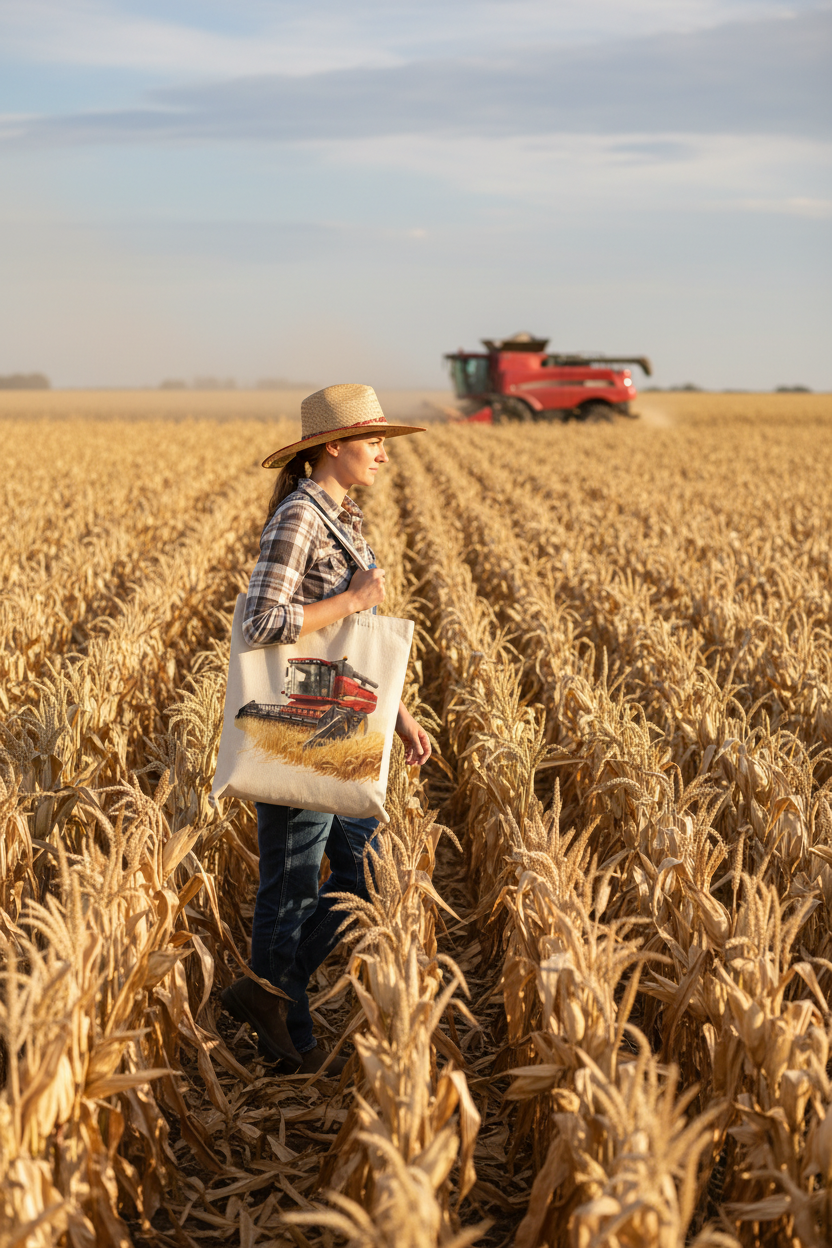 Red Combine Harvester Tote Bag Red Combine Harvester Tote Bag