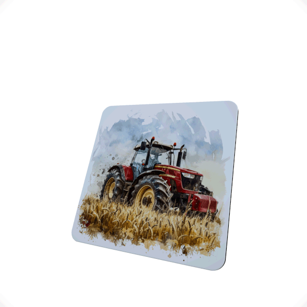Red Tractor Hardboard Coaster Red Tractor Hardboard Coaster