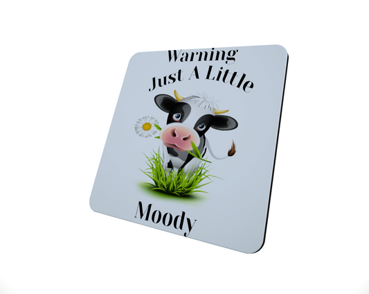 Moody Cow Funny Hardboard Coaster Moody Cow Funny Hardboard Coaster