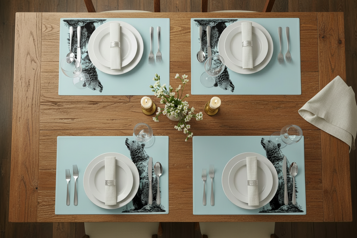 Mountain Grizzly Bear Glass Placemat Mountain Grizzly Bear Glass Placemat