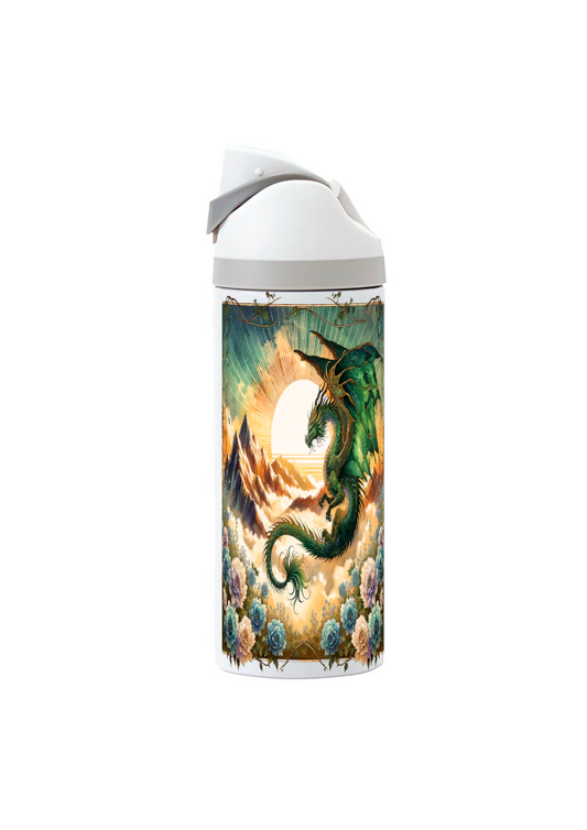 Potel thermol 720ml gyda dyluniad draig chwedlonol wedi'i argraffu o amgylch y botel