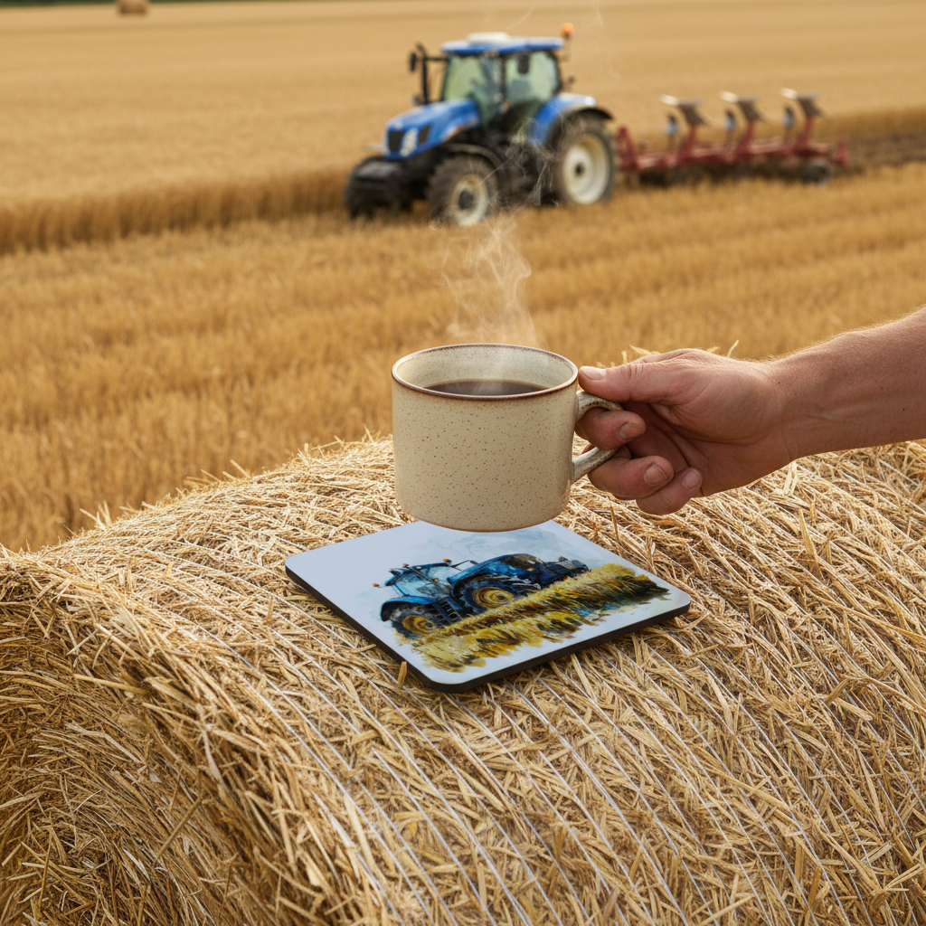 Blue Tractor Hardboard Coaster Blue Tractor Hardboard Coaster