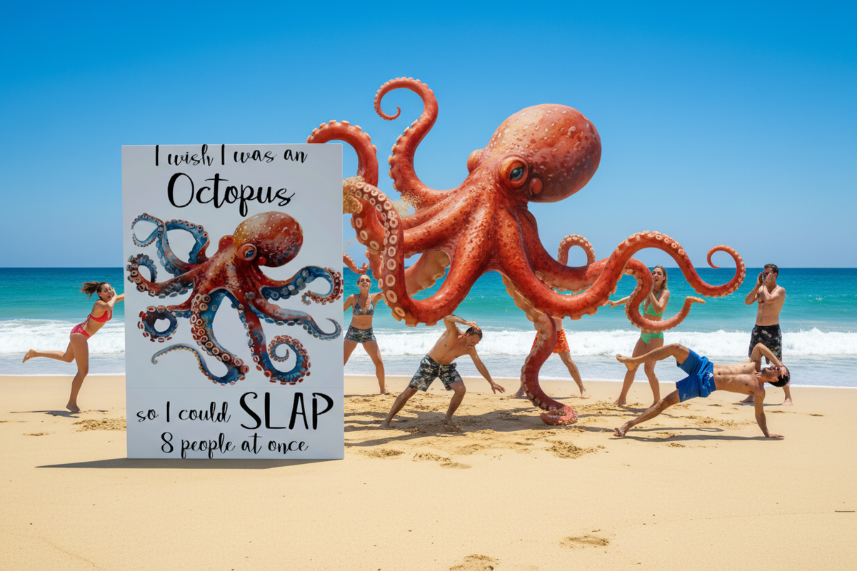 I Wish I Was an Octopus..... Glossy Aluminium Print I Wish I Was an Octopus..... Glossy Aluminium Print