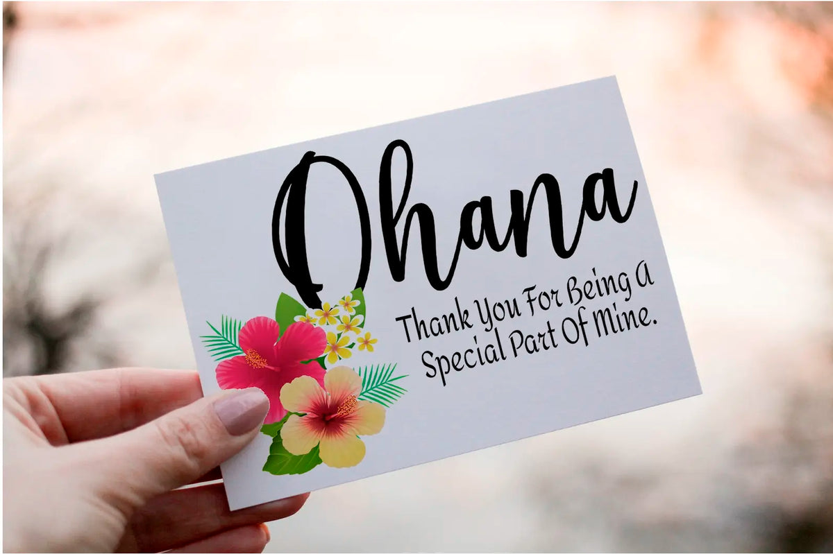 Cerdyn Diolch Ohana – Blodau Hawaii