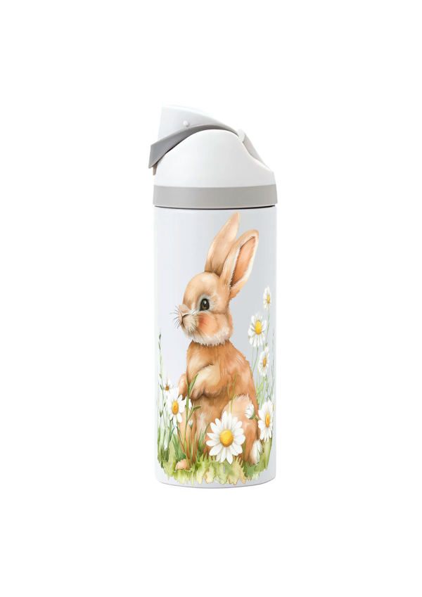 Potel thermol 720ml gyda dyluniad cwningen giwt wedi'i argraffu o amgylch y botel