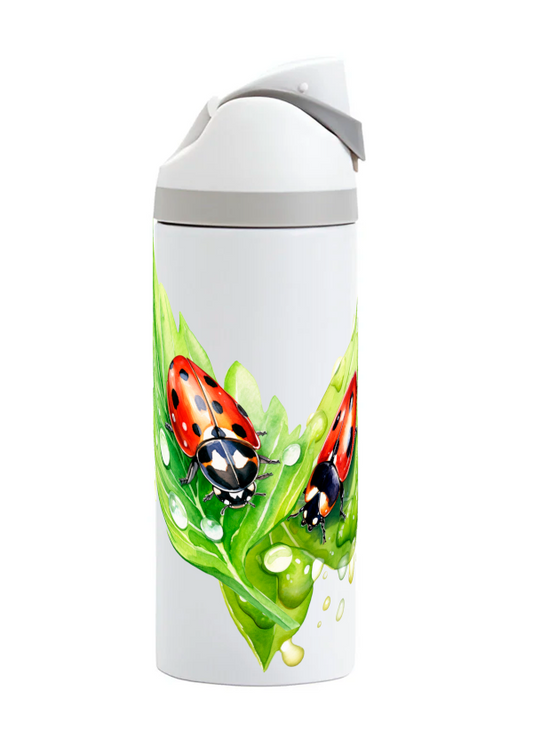 Potel thermol 720ml gyda dyluniad buwch goch gota wedi'i argraffu o amgylch y botel