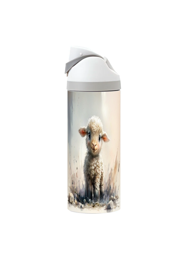 Potel thermol 720ml gyda dyluniad oen ciwt wedi'i argraffu o amgylch y botel