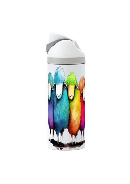 Potel thermol 720ml gyda dyluniad dafad aml-liw wedi'i argraffu o amgylch y botel