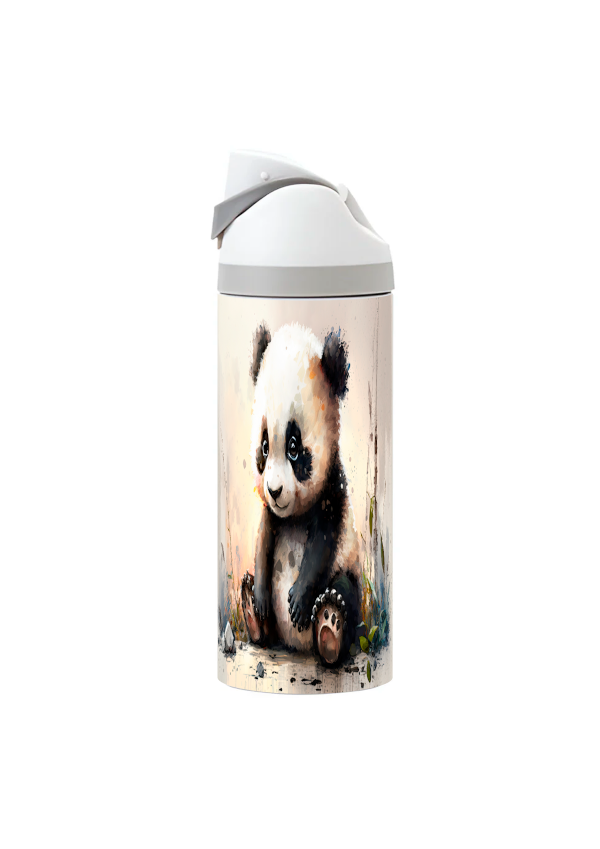 Potel thermol 720ml gyda dyluniad panda ciwt wedi'i argraffu o amgylch y botel