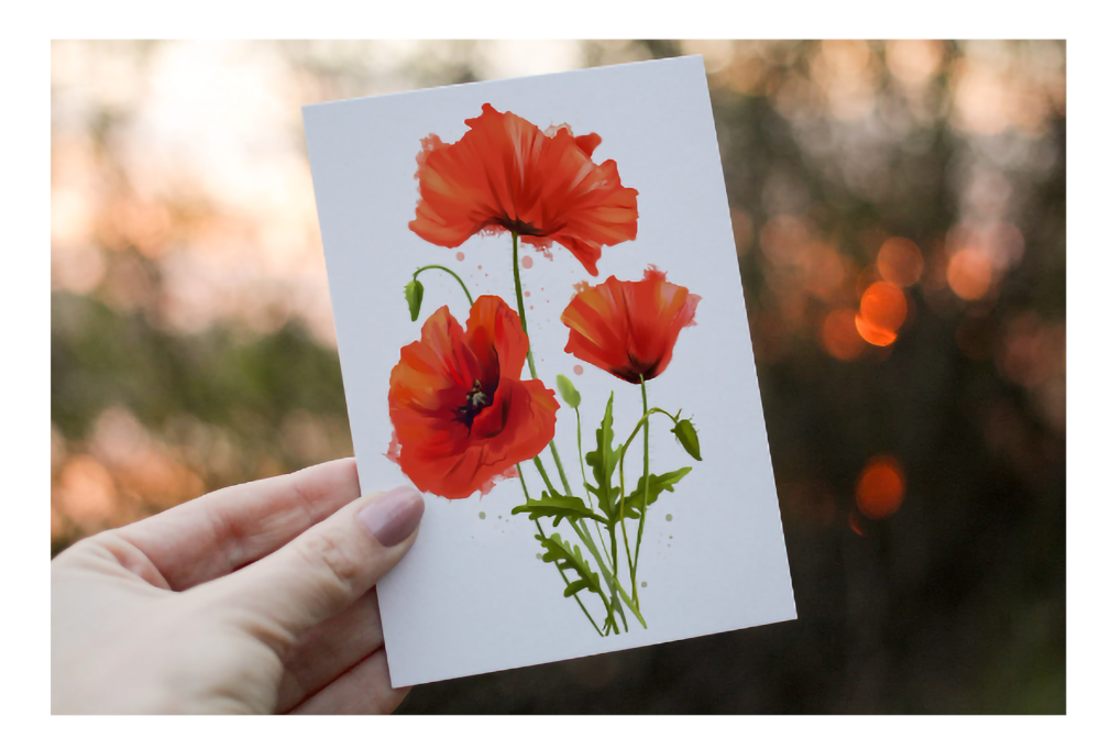 Poppy Flower Birthday Card, Card for Friend, Greeting Card Poppy Flower Birthday Card, Card for Friend, Greeting Card
