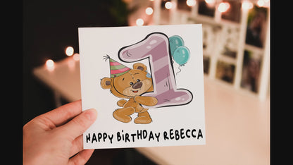 Teddy Bear Birthday Card – personalised design example