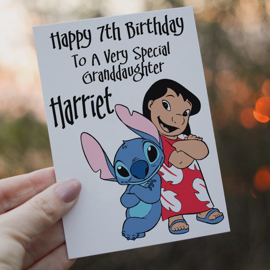 Lilo & Stitch Granddaughter Birthday Card – personalised design example