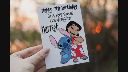 Lilo & Stitch Granddaughter Birthday Card – personalised design example
