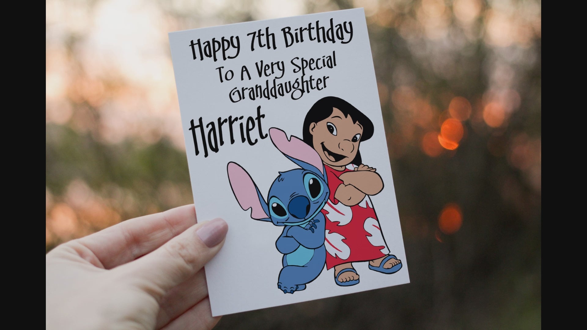 Lilo & Stitch Granddaughter Birthday Card – personalised design example
