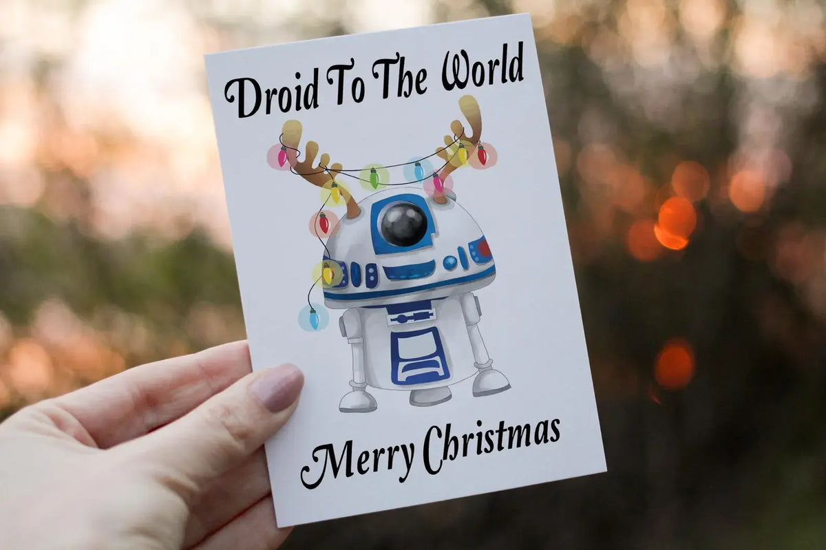 Cerdyn Nadolig R2-D2 – Droid to the World