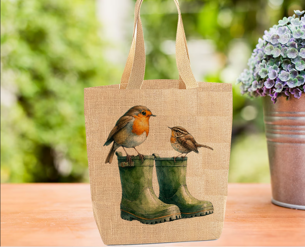 Robin and Wellies Tote Bag Robin and Wellies Tote Bag