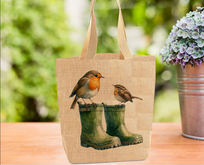 Robin and Wellies Tote Bag Robin and Wellies Tote Bag