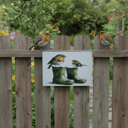 Robin and Wellies.... Glossy Aluminium Print Robin and Wellies.... Glossy Aluminium Print