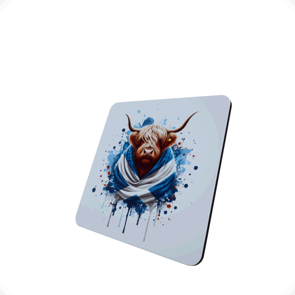Scottish Flag Highland Cow Hardboard Coaster Scottish Flag Highland Cow Hardboard Coaster