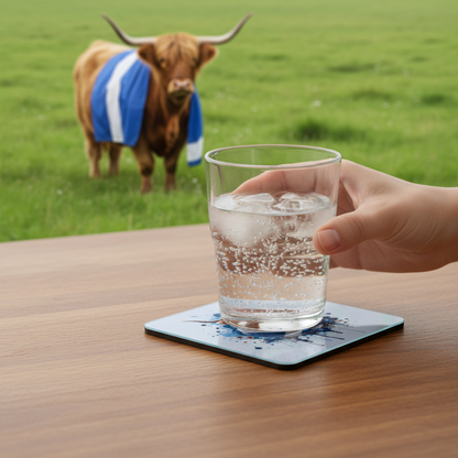 Scottish Flag Highland Cow Hardboard Coaster Scottish Flag Highland Cow Hardboard Coaster