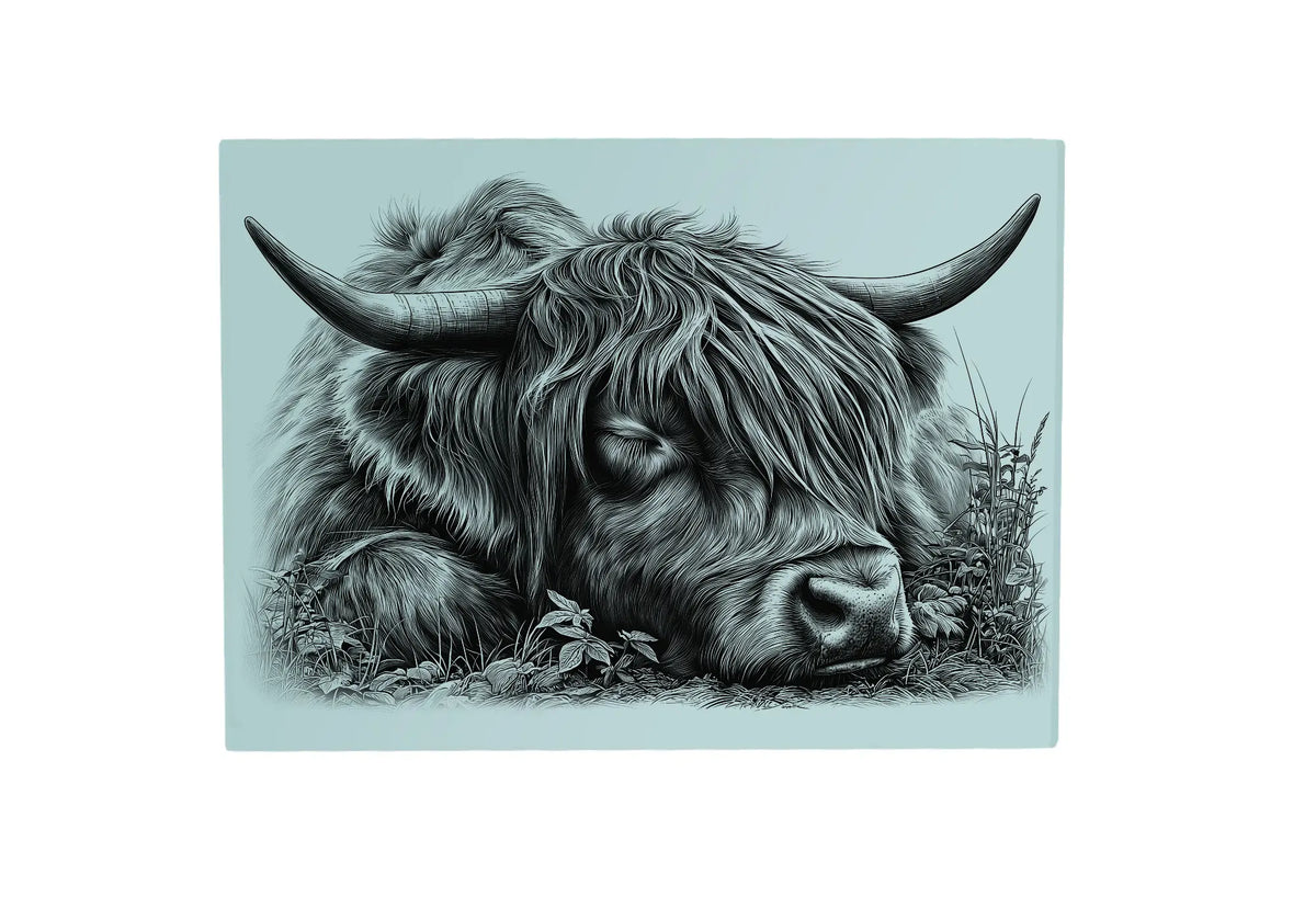 Sleeping Highland Cow Glass Placemat Sleeping Highland Cow Glass Placemat