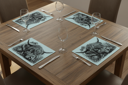 Sleeping Highland Cow Glass Placemat Sleeping Highland Cow Glass Placemat