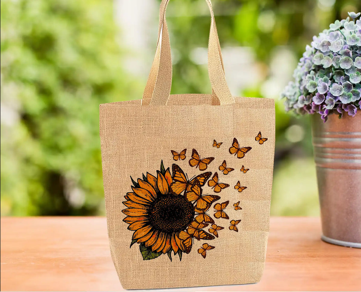 Butterfly and Sunflower Personalised Tote Bag Butterfly and Sunflower Personalised Tote Bag