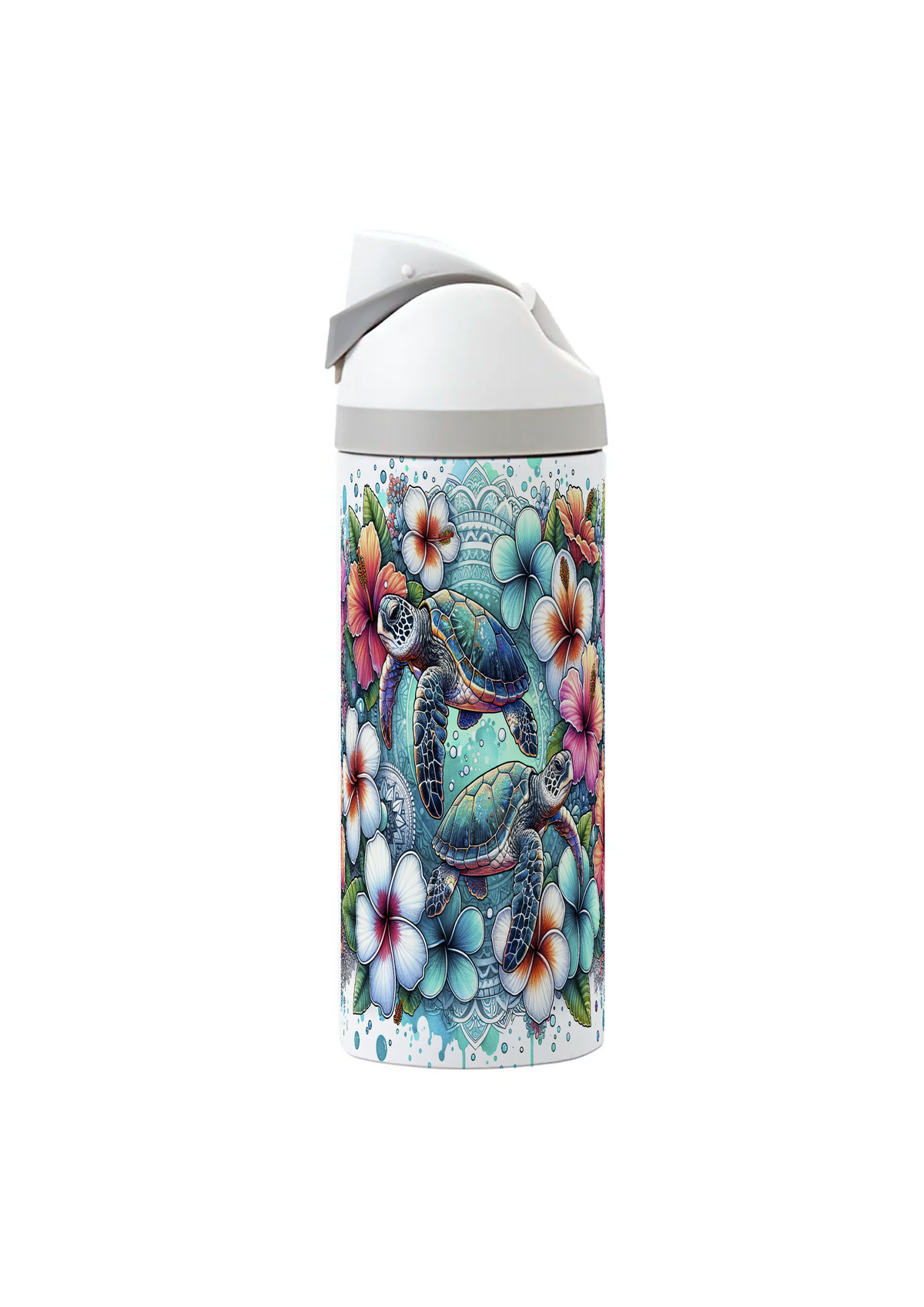 Potel thermol 720ml gyda dyluniad crwban wedi'i argraffu o amgylch y botel