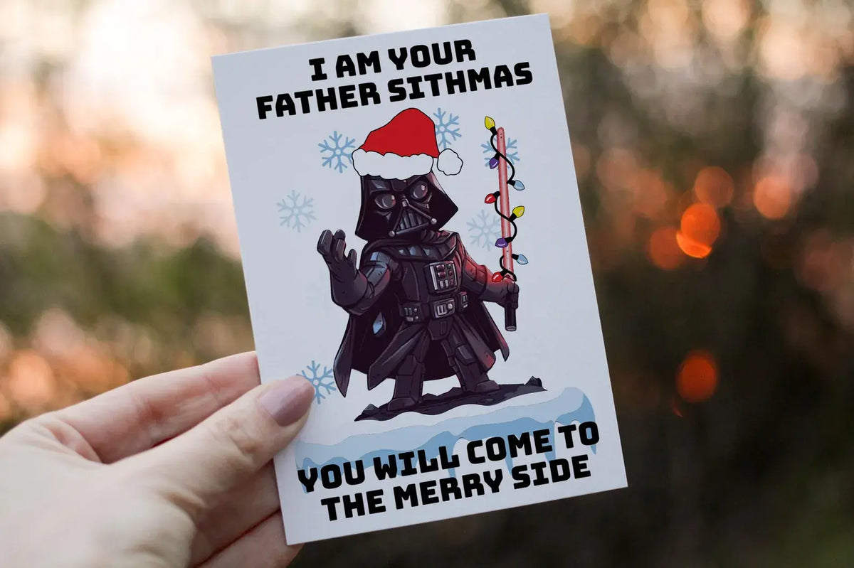 Cerdyn Nadolig Darth Vader – Father Christmas