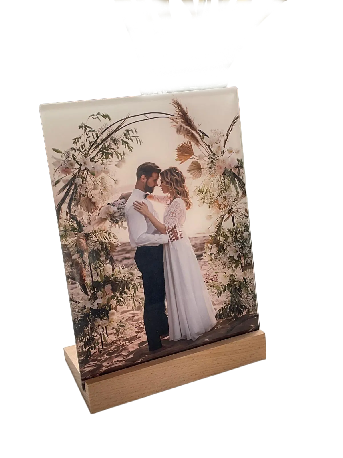 Glass Photo with Wooden Base 20cm x 25cm Glass Photo with Wooden Base 20cm x 25cm