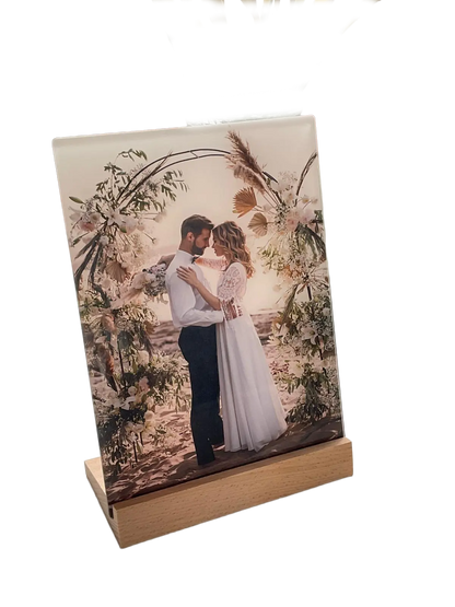 Glass Photo with Wooden Base 20cm x 25cm Glass Photo with Wooden Base 20cm x 25cm